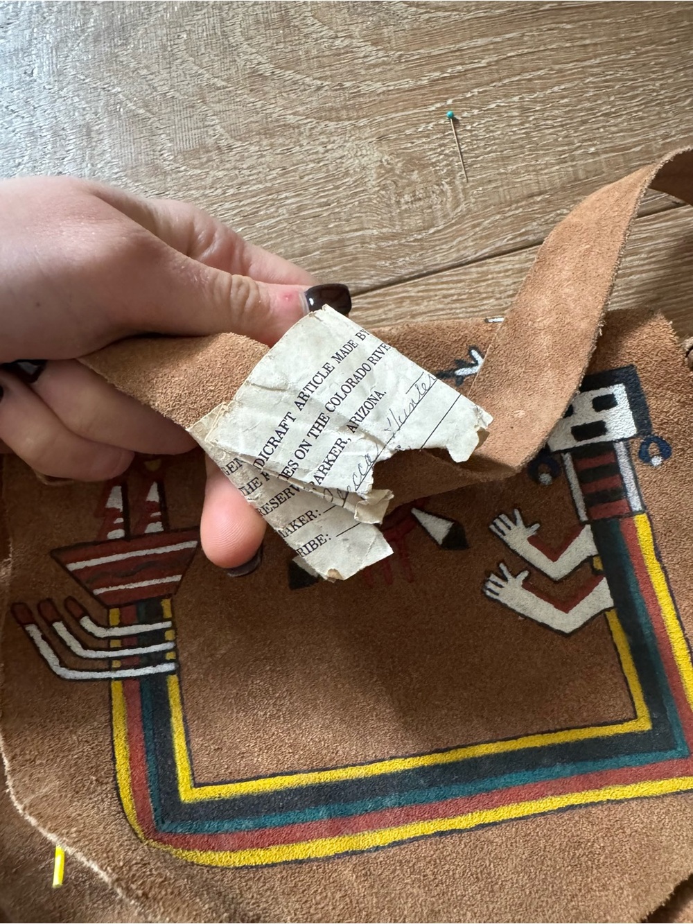 Handmade Native American Tribal Tan Suede Crossbody with Fringe - Picture 4 of 9